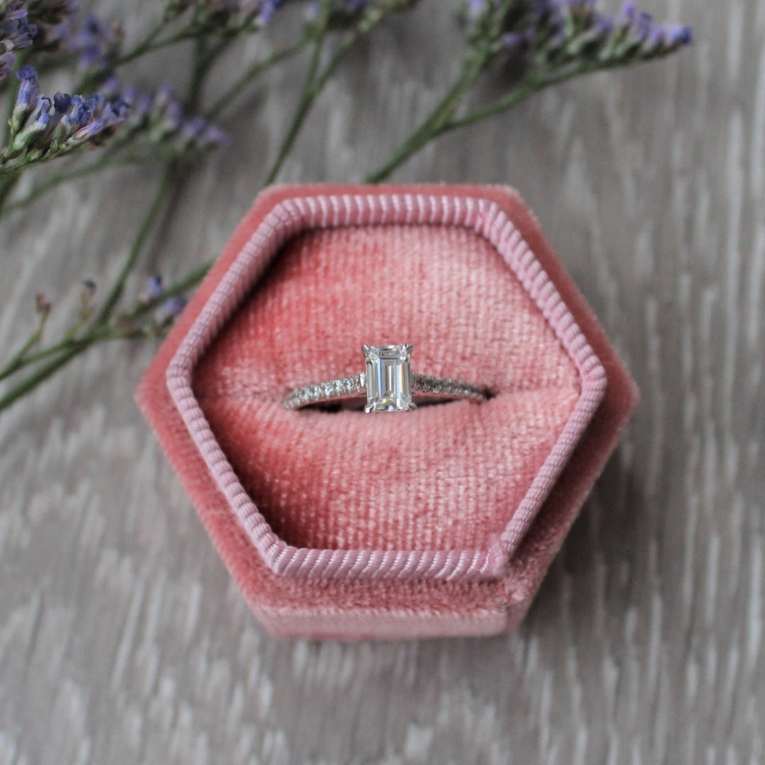 Emerald Cut Engagement Ring with Diamond Set Shoulders