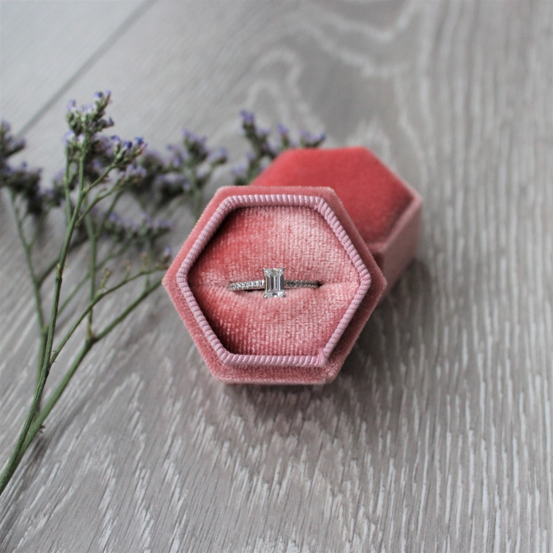 Emerald Cut Engagement Ring with Diamond Set Shoulders