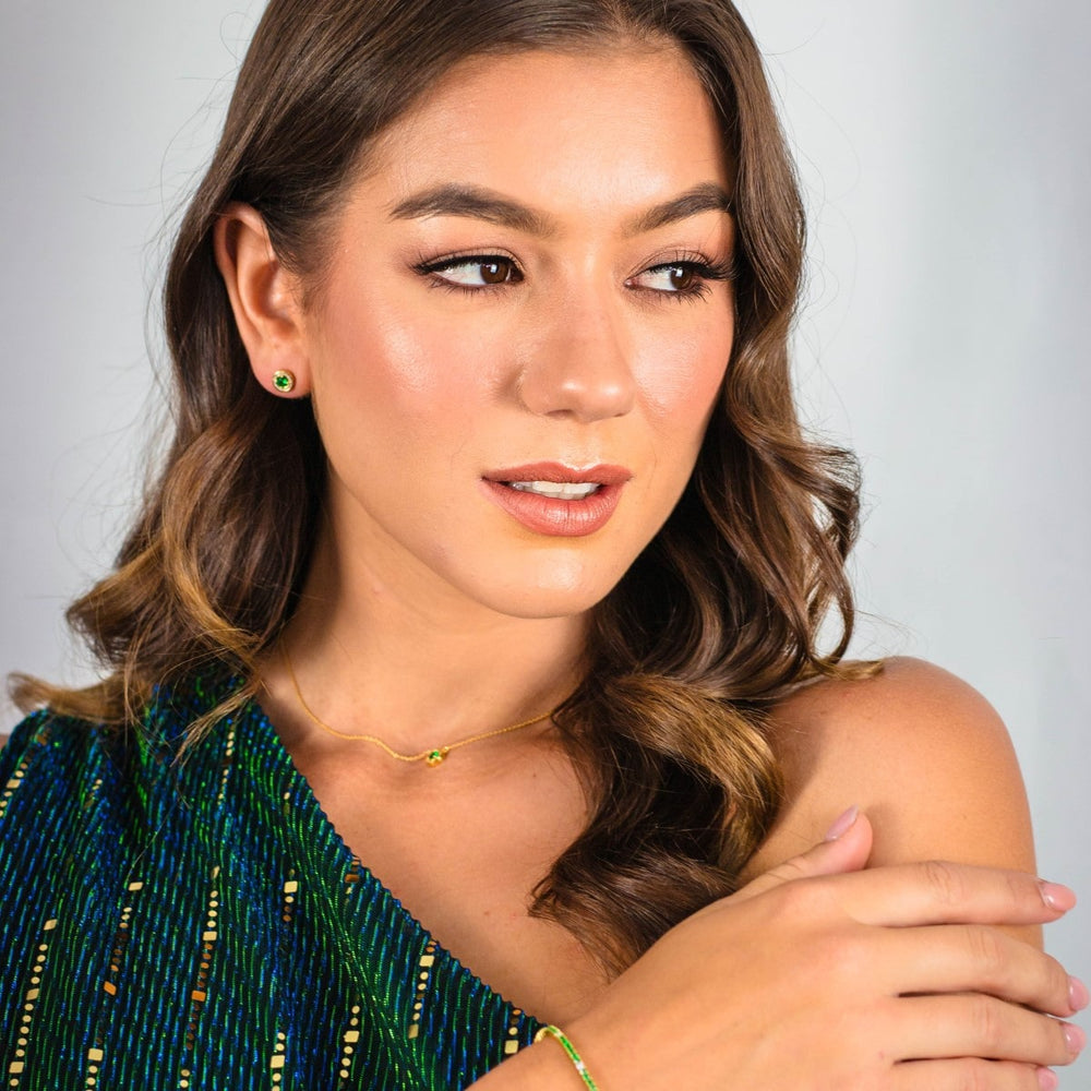 Georgini Milestone Emerald Green Halo Pendant - Gold IP1164GR