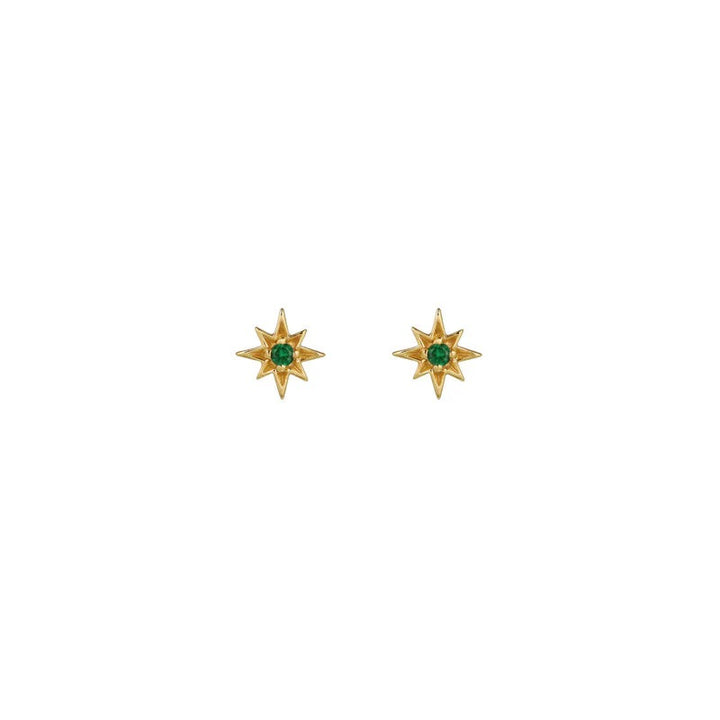 Amelia Scott Ziggy Micro North Star Studs Emerald Green and Gold