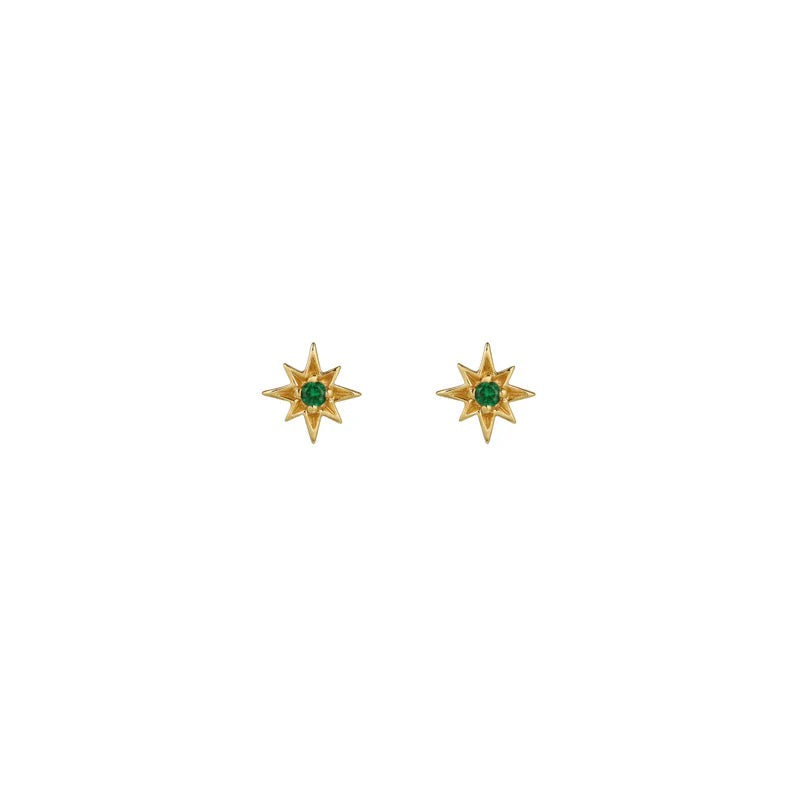 Amelia Scott Ziggy Micro North Star Studs Emerald Green and Gold