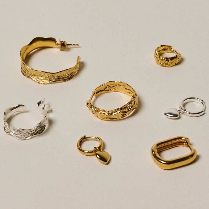 Enamel Copenhagen Ane Large Gold Hoop Earrings. Item code E288GM.