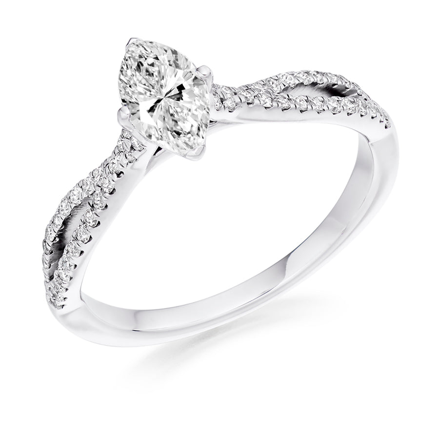 Marquise Cut Diamond Engagement Ring with Twist Band