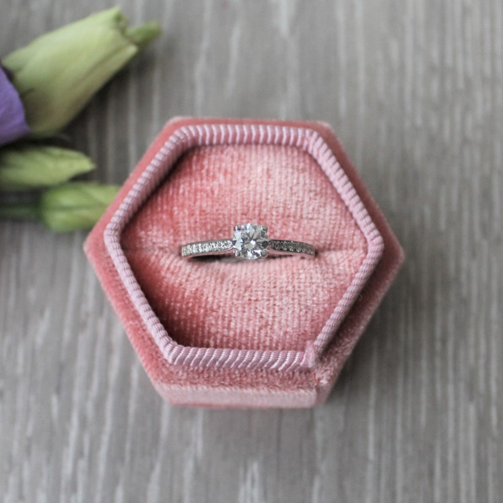 Brilliant Cut Solitaire Engagement Ring with Diamond Band