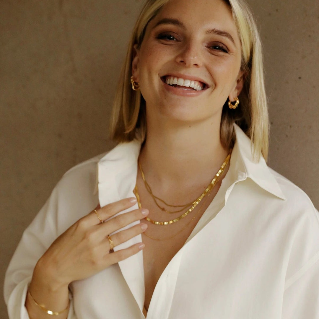 Daisy Estee Lalonde Parallel Snake Chain Neckalce - Gold  3ELN26_GP
