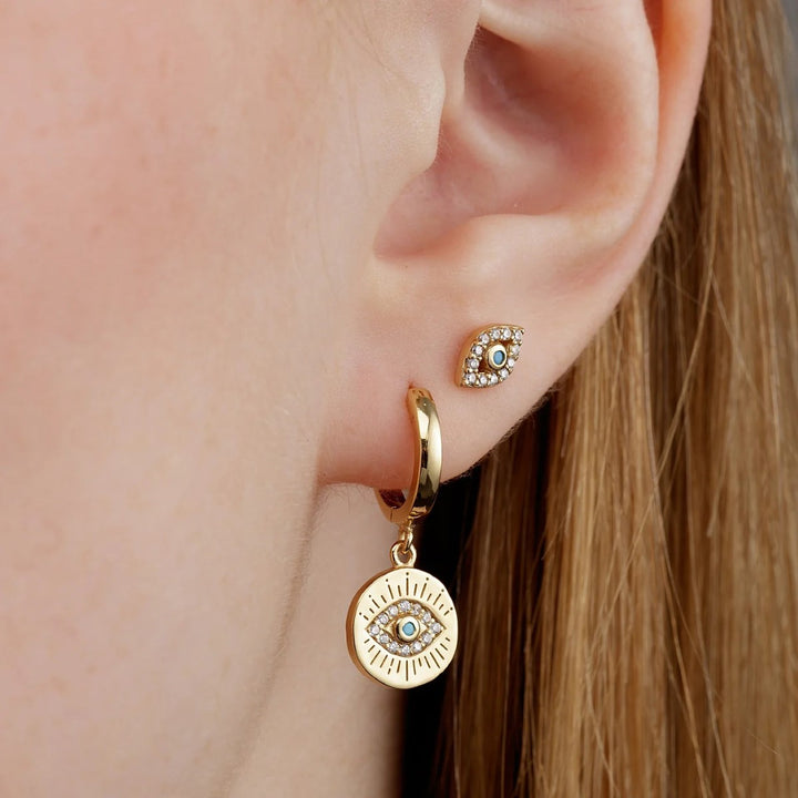 Scream Pretty Evil Eye Stud Earrings - Gold