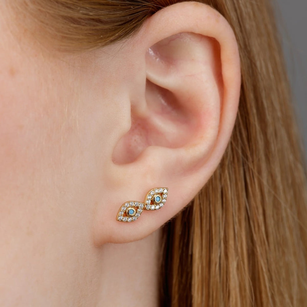 Scream Pretty Evil Eye Stud Earrings - Gold