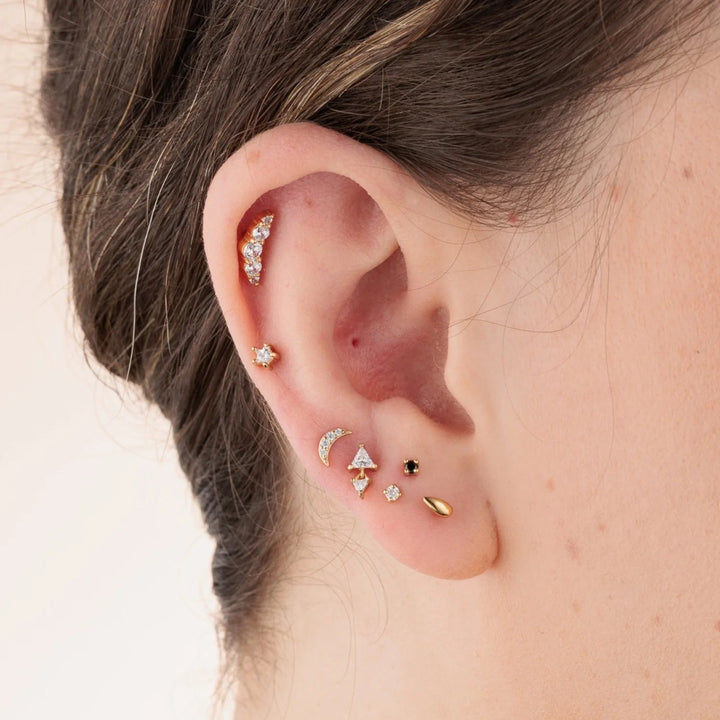 Scream Pretty Clear Stone Single Flat Back Earring - Gold