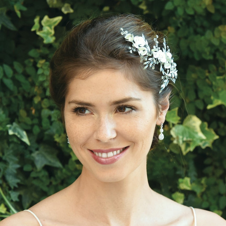 Ivory & Co Forget Me Not Silver Crystal and Pearl Floral Clip