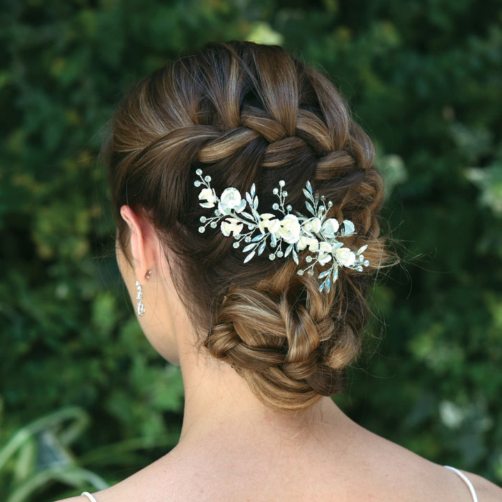 Ivory & Co Forget Me Not Silver Crystal and Pearl Floral Clip