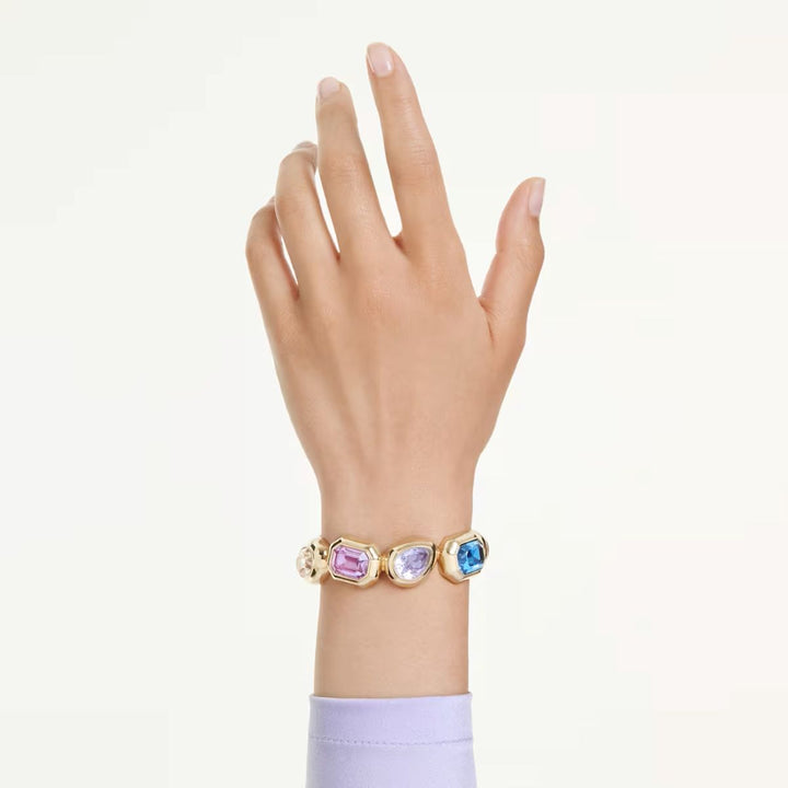 Swarovski Gema Cuff Oversized Crystals Mixed Cuts - Multicoloured with Gold Tone Plating - 5737441
