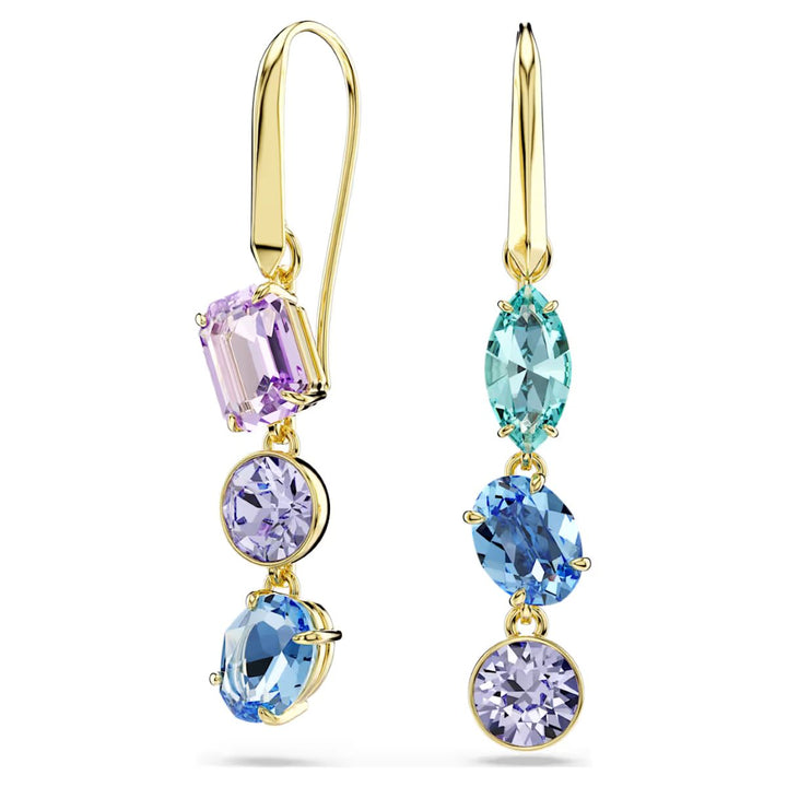 Swarovski Gema drop earrings Asymmetrical Design Mixed Cuts - Multicoloured with Gold Tone Plating - 5747917