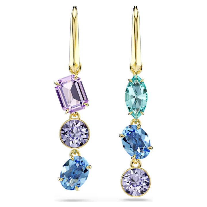 Swarovski Gema drop earrings Asymmetrical Design Mixed Cuts - Multicoloured with Gold Tone Plating - 5747917