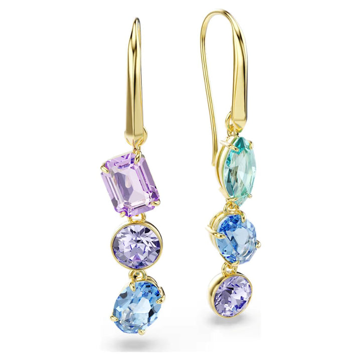 Swarovski Gema drop earrings Asymmetrical Design Mixed Cuts - Multicoloured with Gold Tone Plating - 5747917