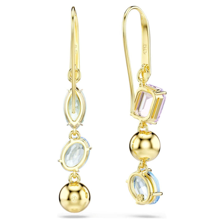 Swarovski Gema drop earrings Asymmetrical Design Mixed Cuts - Multicoloured with Gold Tone Plating - 5747917