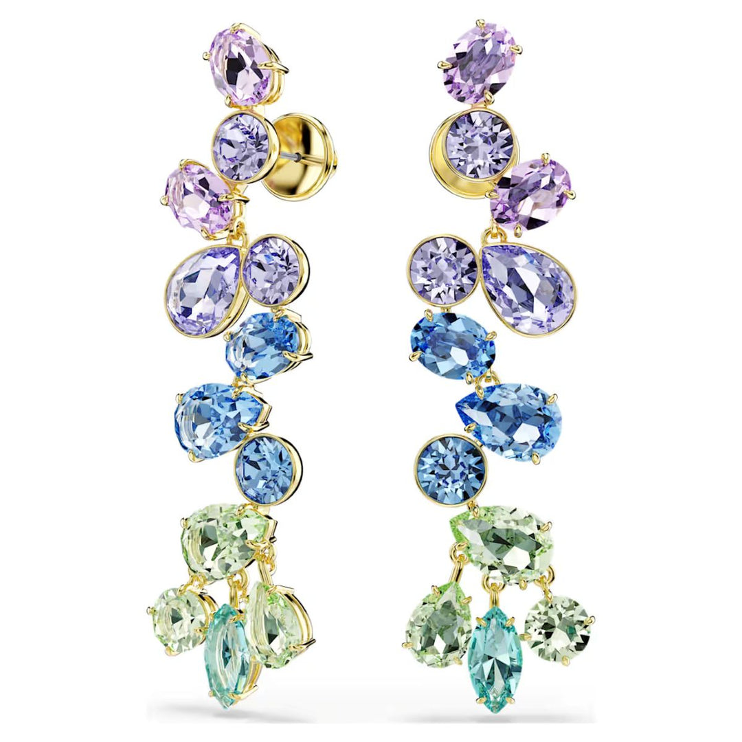 Swarovski Gema drop earrings Mixed Cuts Chandelier Long - Multicoloured with Gold Tone Plating - 5751294