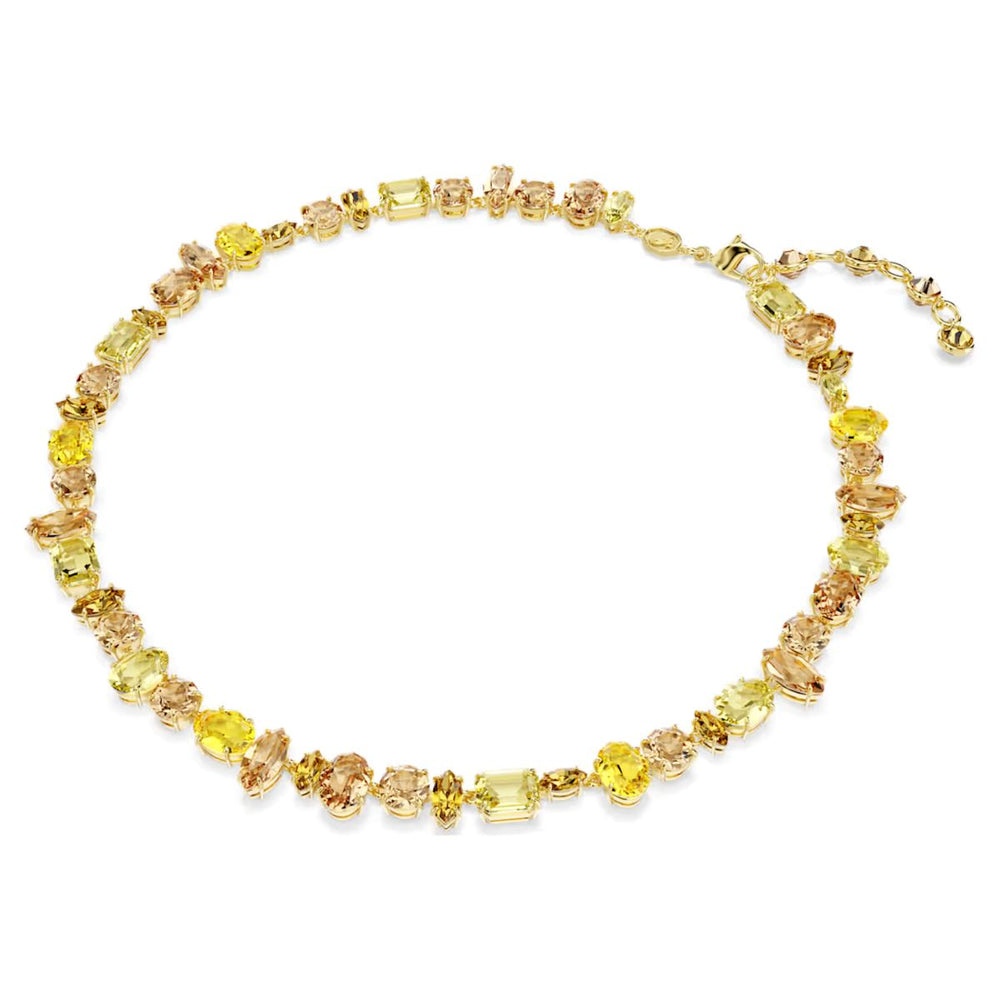 Swarovski Gema Tennis Necklace Mixed Cuts - Yellow with Gold Tone Plating - 5718071