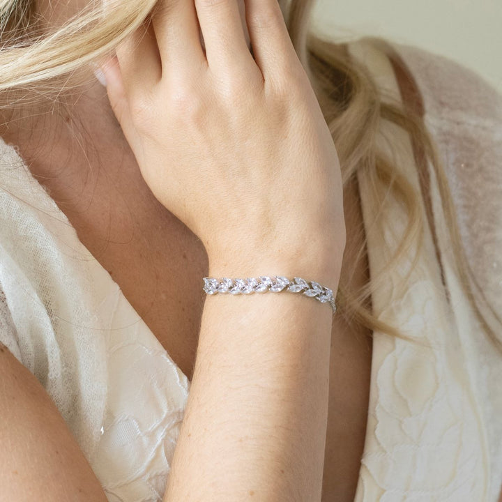 Ivory & Co Glastonbury Crystal Leafy Toggle Bracelet - glastonburybracelet
