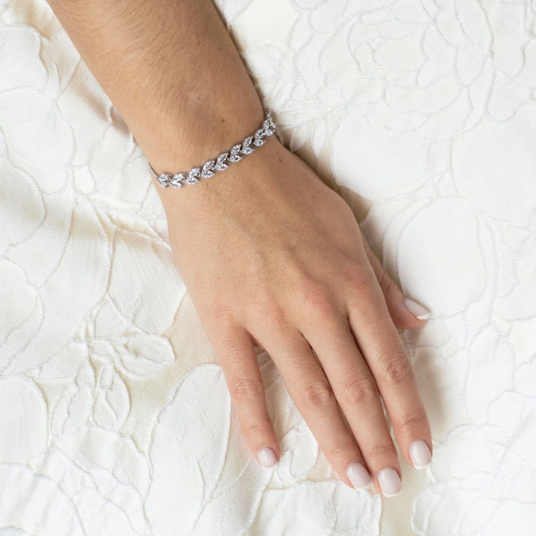 Ivory & Co Glastonbury Crystal Leafy Toggle Bracelet - glastonburybracelet