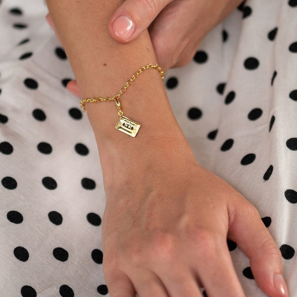 Lily Charmed Cassette Tape Charm Gold - item number CGTAPE