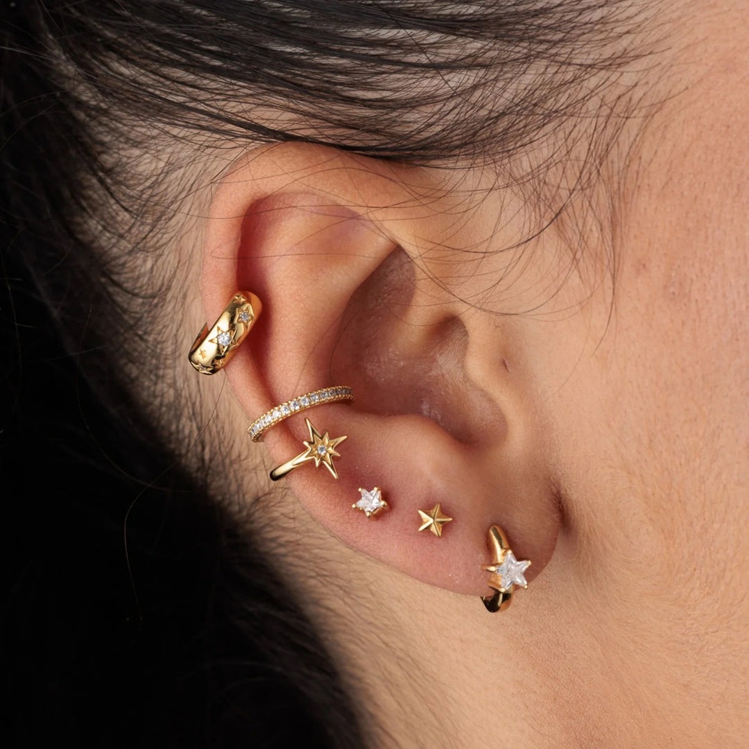 Scream Pretty Faceted Star Single Flat Back Earring - Silver