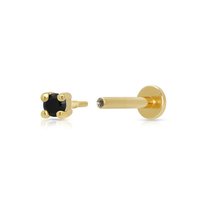 Scream Pretty Gold Black Stone Single Flat Back Earring - Gold