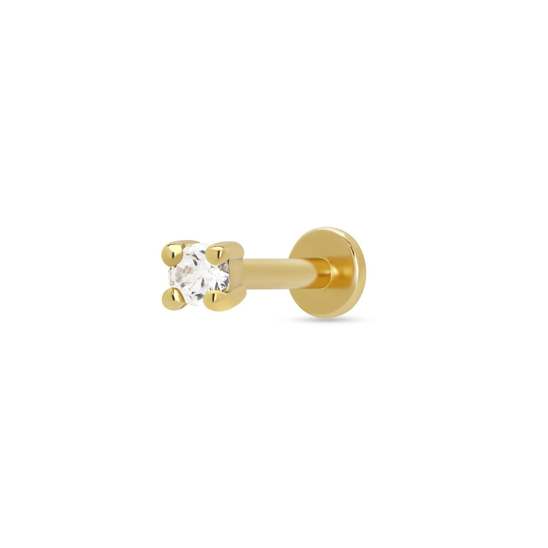 Scream Pretty Clear Stone Single Flat Back Earring - Gold