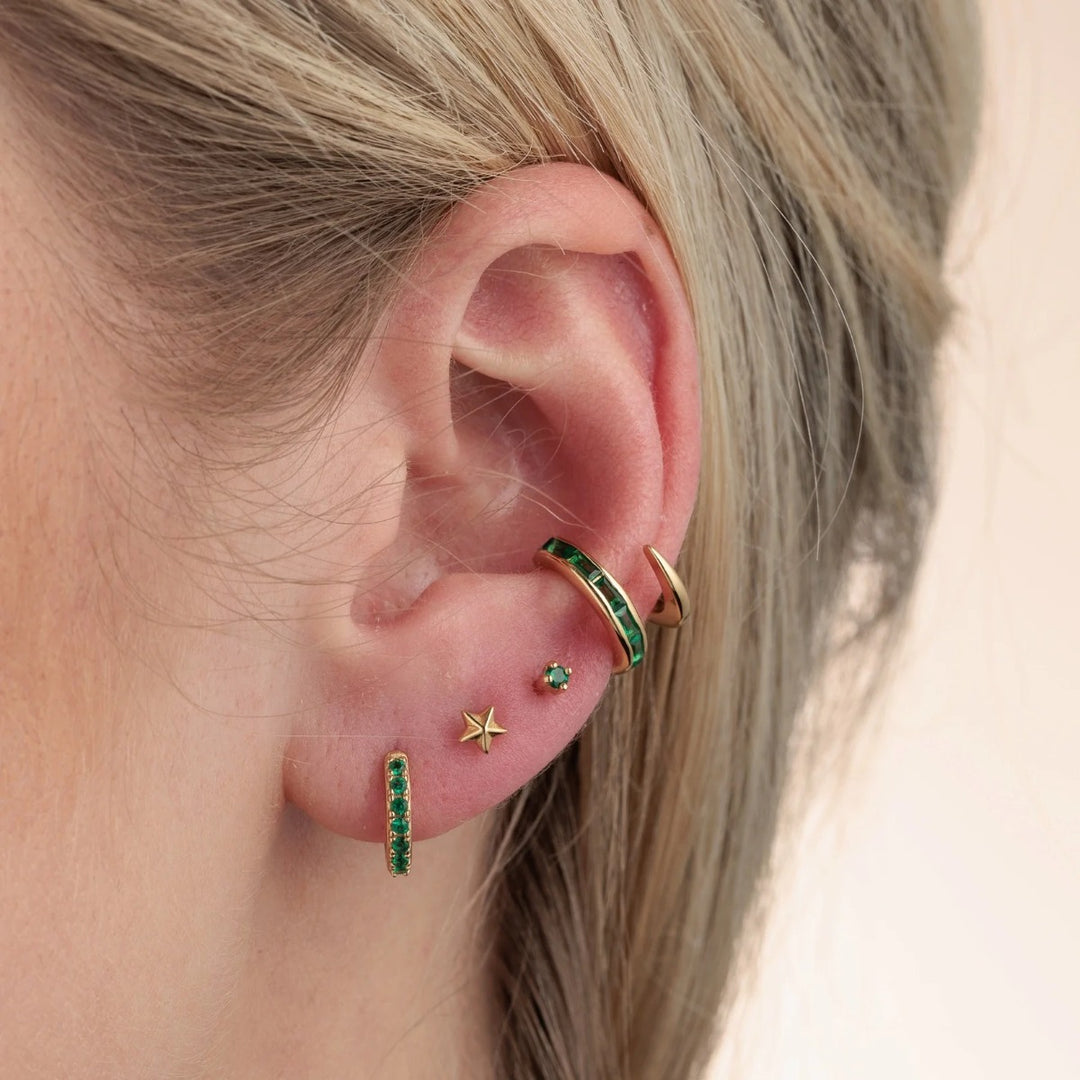 Scream Pretty Faceted Star Single Flat Back Earring - Silver