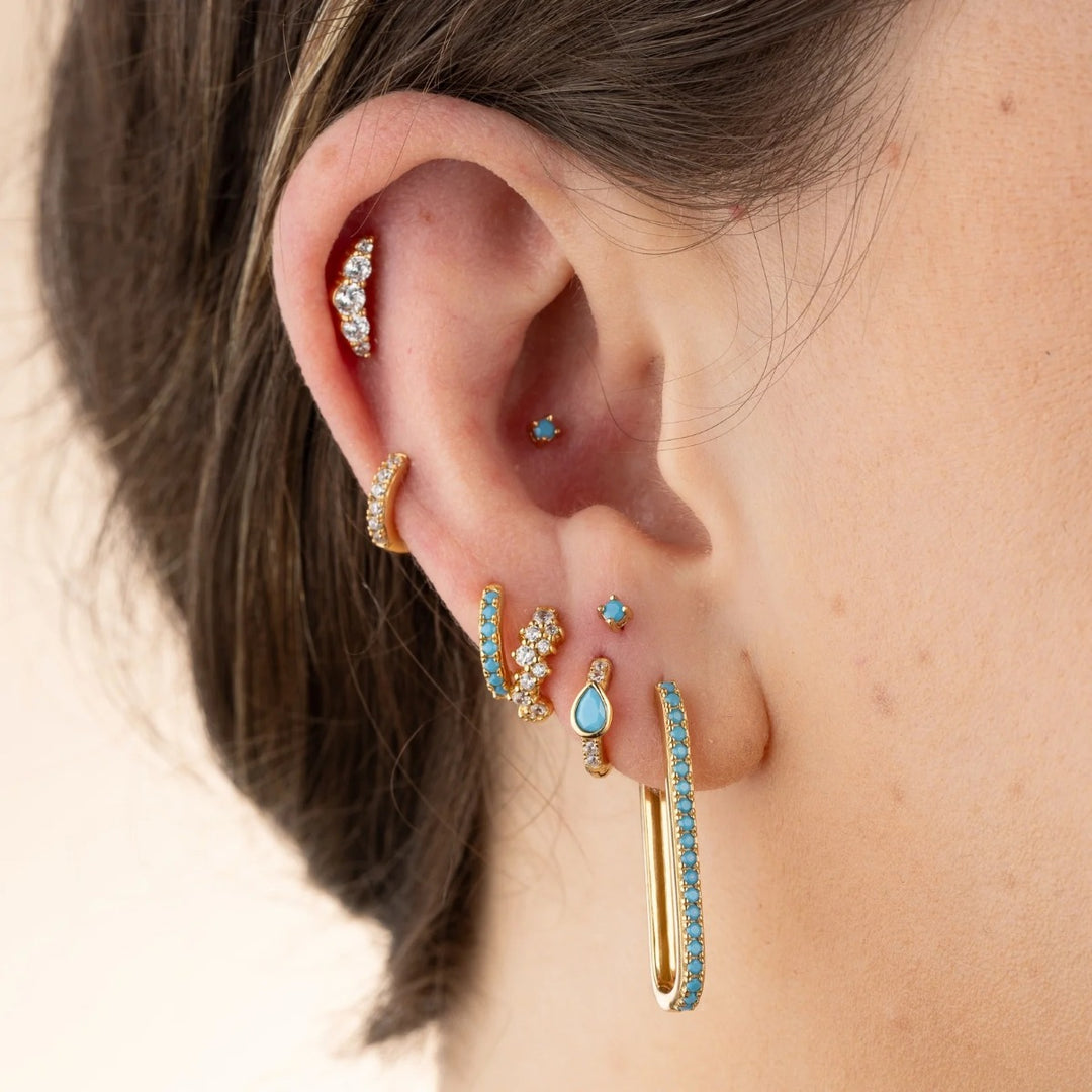 Scream Pretty Helix Curve Sparkling Single Flat Back Earring - Gold