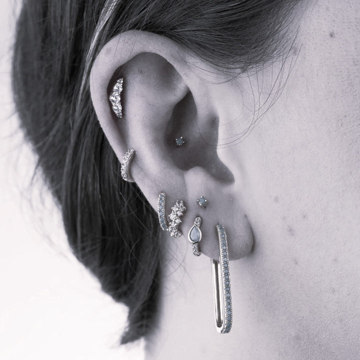 Scream Pretty Helix Curve Sparkling Single Flat Back Earring - Silver