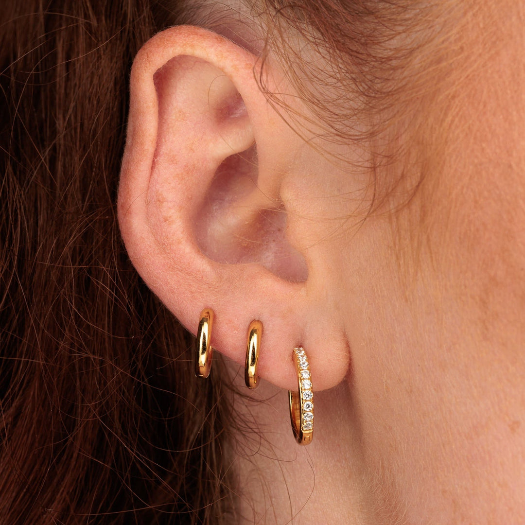 Niche Jewellery Scream Pretty Large Huggie Earrings with Clear Stones - Gold detail