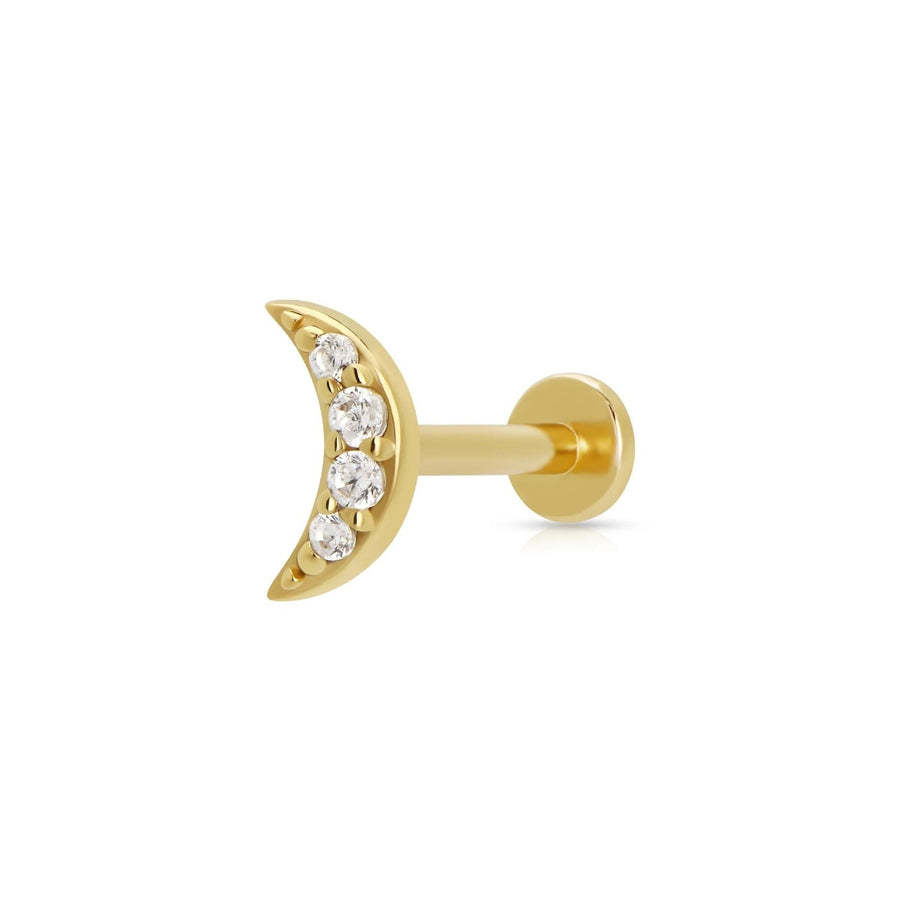 Scream Pretty Sparkling Moon Single Flat Back Earring - Gold