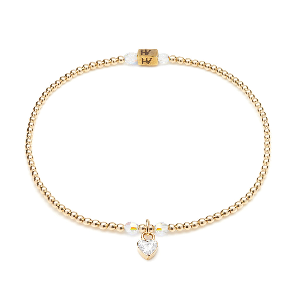 Blissful Crystal Heart Charm Bracelet
