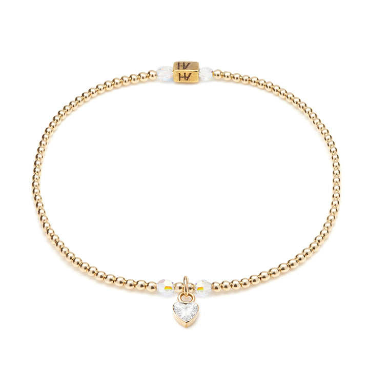Annie Haak Blissful Crystal Heart Gold Charm Bracelet
