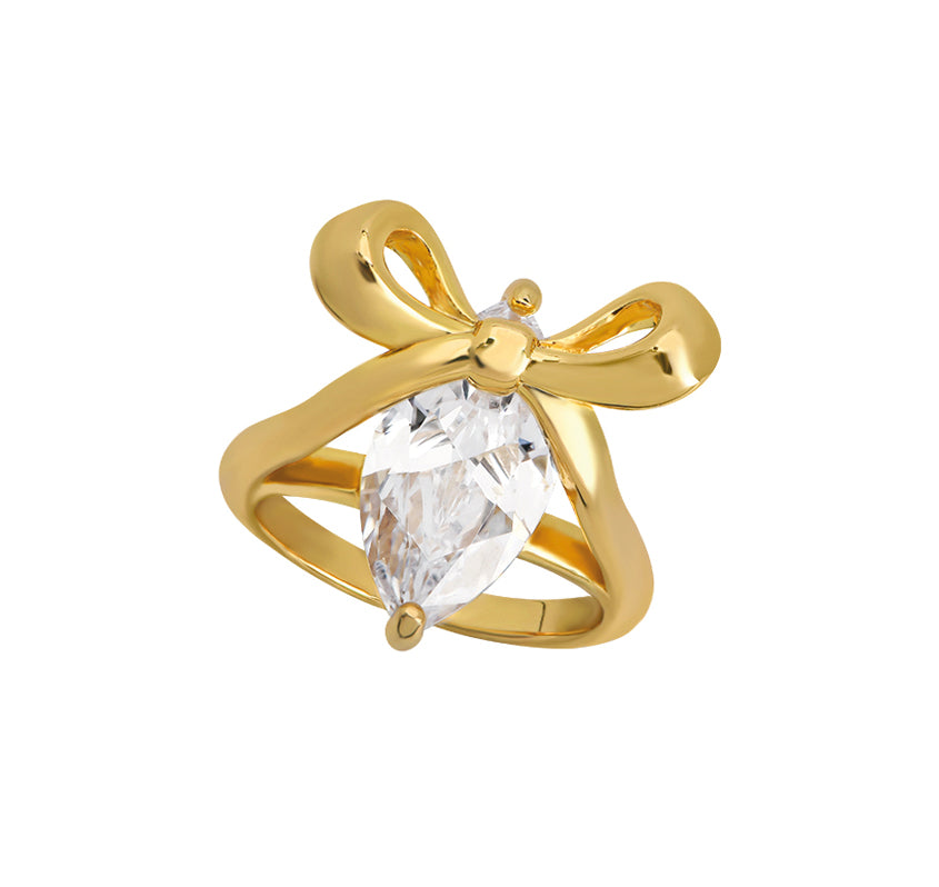 Amelia Scott Bow Gold Ring Clear with Cubic Zirconia AS22TRR90M