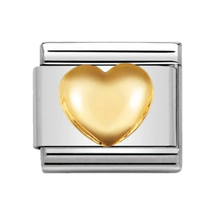 Nomination Raised Heart Charm - 18k Gold - 030116/01