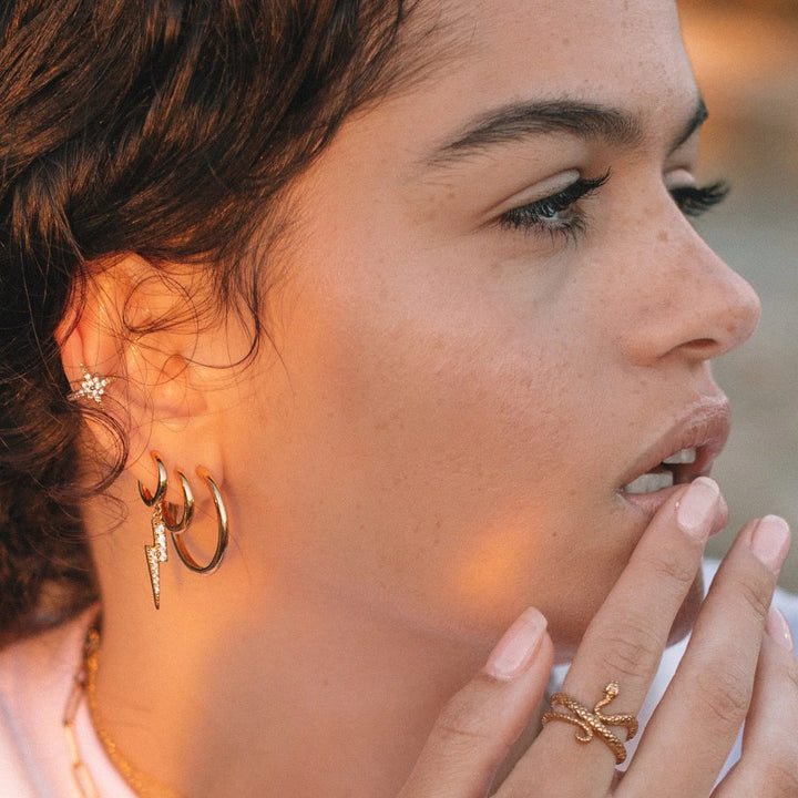 Scream Pretty Lightning Hoop Earrings - Gold SPG-260