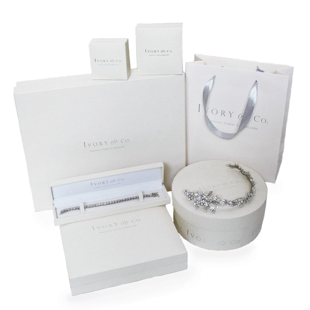 Ivory & Co Willow Crystal Trailing Vine Rhodium Earrings