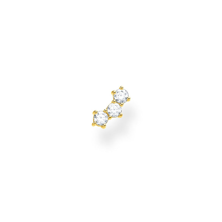 Thomas Sabo Single Earring - Triple White Stone Stud in Gold H2132-414-14