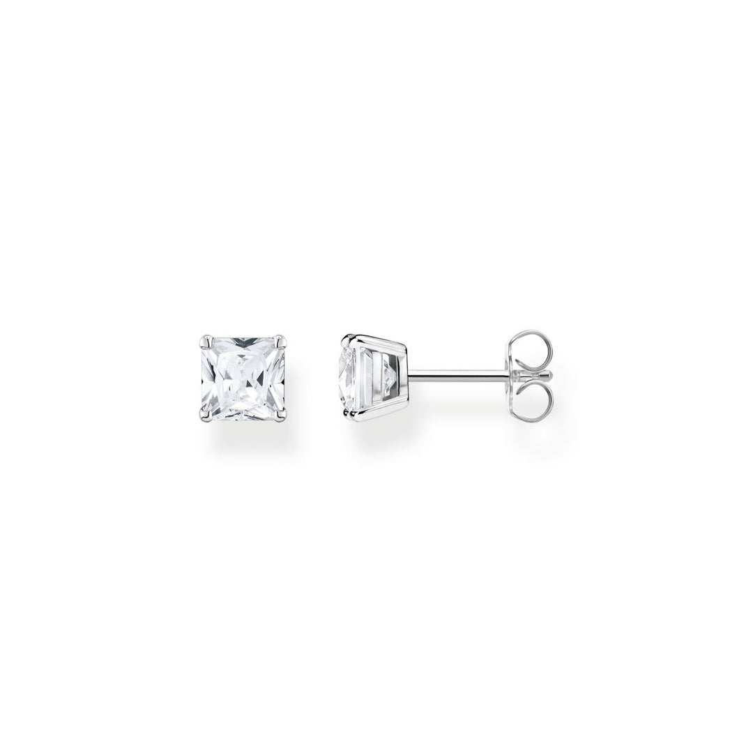 Thomas Sabo Princess Cut White Zirconia Stud Earrings - Silver