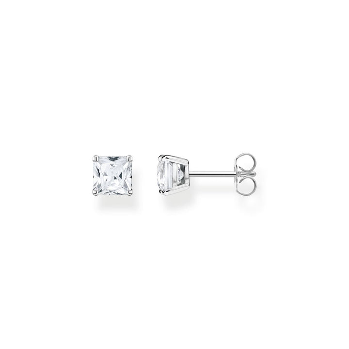 Thomas Sabo Princess Cut White Zirconia Stud Earrings - Silver