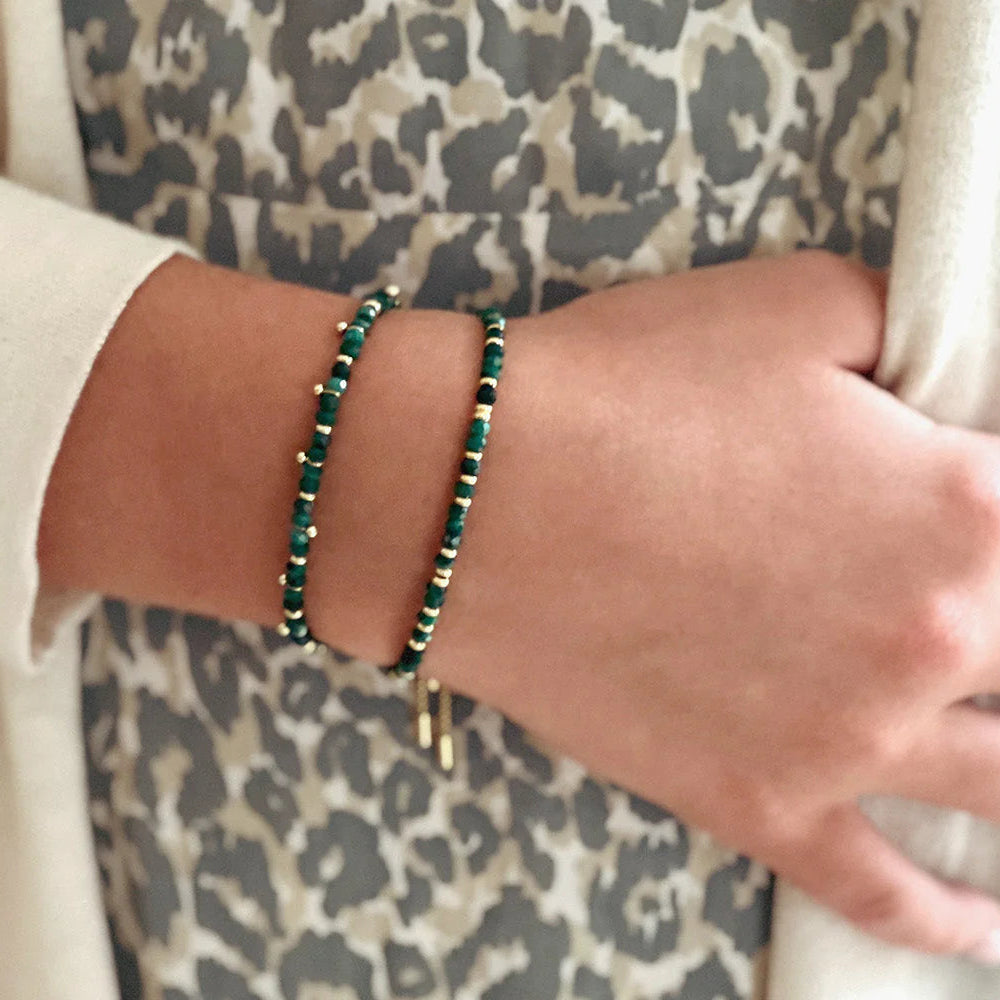 Boho Betty Harmony Malachite Gold Slider Bracelet