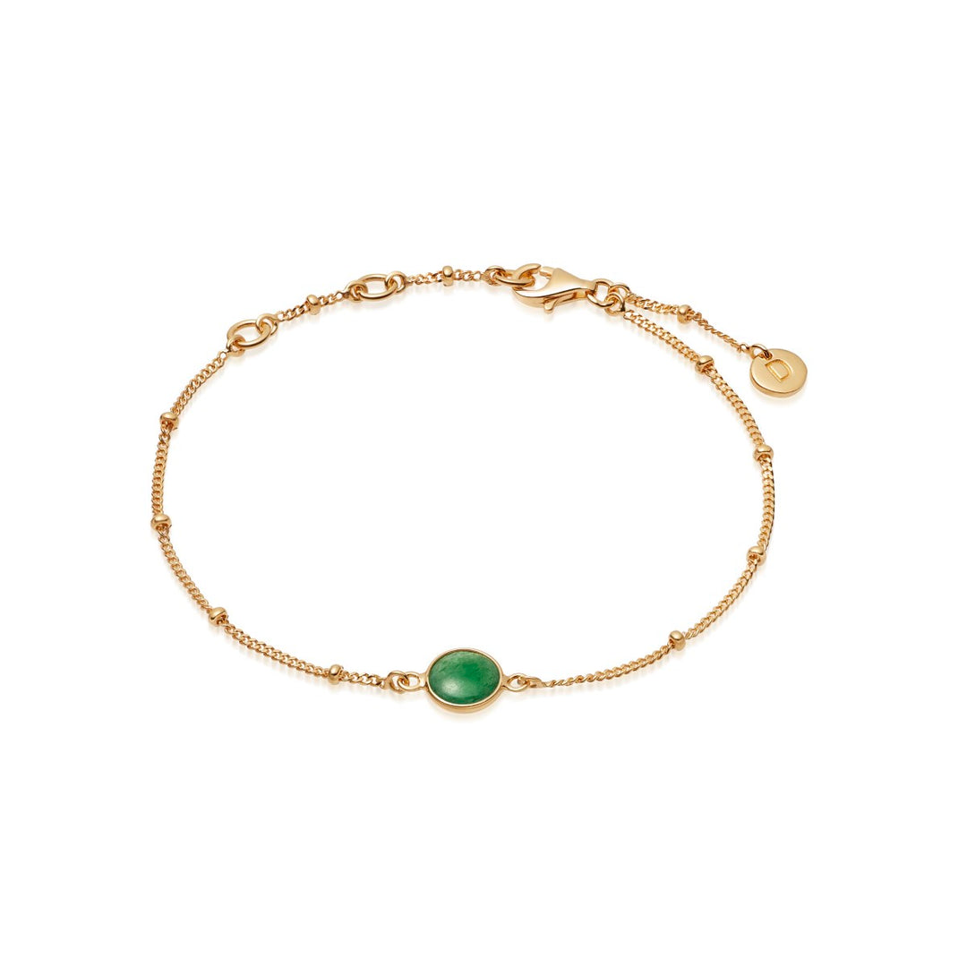 Daisy Green Aventurine Healing Stone Bobble Bracelet - Gold