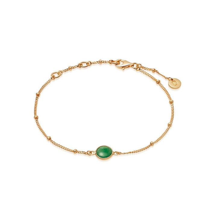 Daisy Green Aventurine Healing Stone Bobble Bracelet - Gold