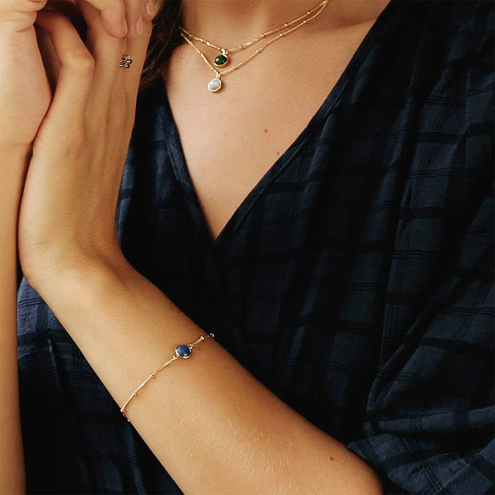 Daisy London Lapis Healing Stone Bobble Bracelet - Gold HBR1004_GP