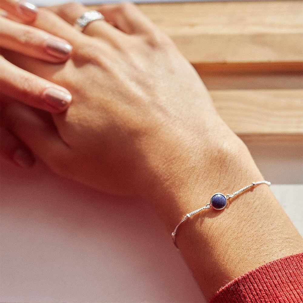Daisy London Lapis Healing Stone Bobble Bracelet Silver  HBR1004_SLV