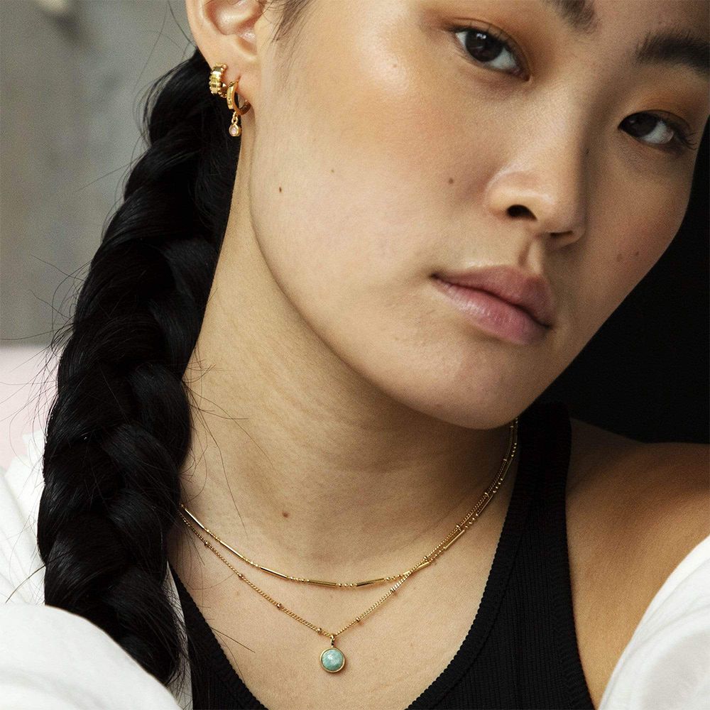 Daisy Amazonite Healing Necklace - Gold HN2003_GP