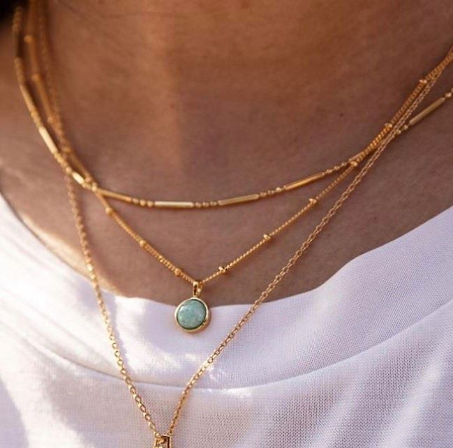 Daisy Amazonite Healing Necklace - Gold HN2003_GP