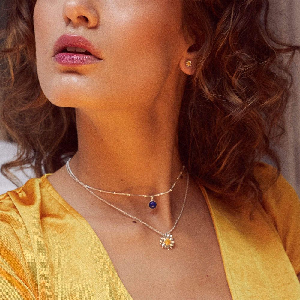 Daisy London Lapis Healing Stone Necklace - Silver HN1004_SLV