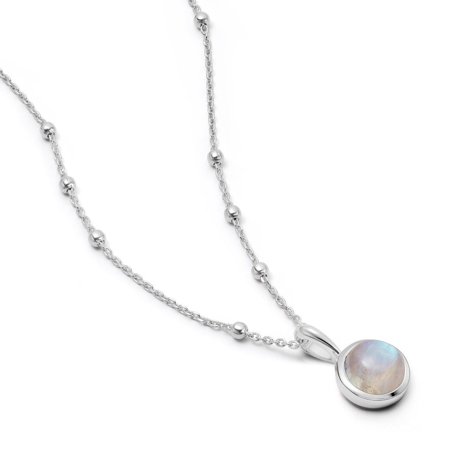 Daisy Rainbow Moonstone Healing Stone Necklace - Silver HN2011_SLV
